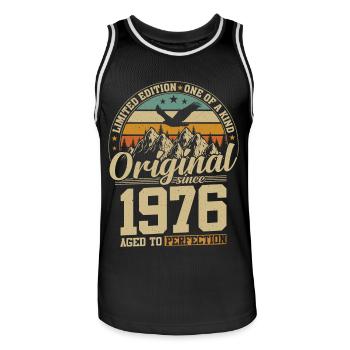 cadeau d'anniversaire 48 ans 1976 édition limitée - Maillot de basket Homme - noir/blanc - Devant - AI Model Male 185 dark (185cm)