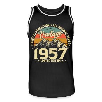 Aged to Perfection 1957 67th Birthday Vintage - Men's Basketball Jersey - black/white - Front - AI Model Male 185 dark (185cm)