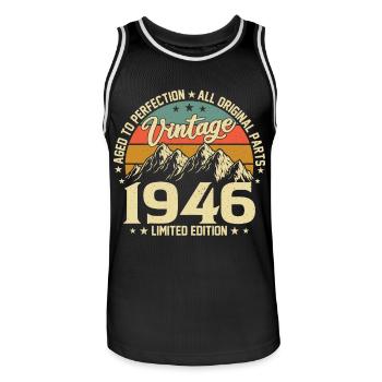 Aged to Perfection 1946 78th Birthday Vintage - Men's Basketball Jersey - black/white - Front - AI Model Male 185 dark (185cm)