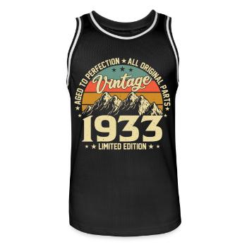 Aged to Perfection 1933 91st Birthday Vintage - Men's Basketball Jersey - black/white - Front - AI Model Male 185 dark (185cm)