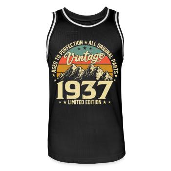 Aged to Perfection 1937 87th Birthday Vintage - Men's Basketball Jersey - black/white - Front - AI Model Male 185 dark (185cm)
