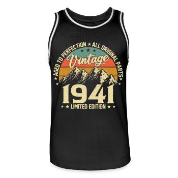 Aged to Perfection 1941 83rd Birthday Vintage - Men's Basketball Jersey - black/white - Front - AI Model Male 185 dark (185cm)
