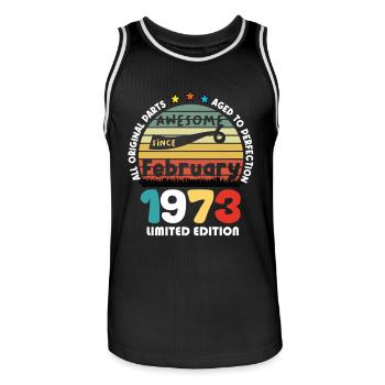 51 Years Old Made In 1973 Vintage February 1973 - Maillot de basket Homme - noir/blanc - Devant - AI Model Male 185 dark (185cm)