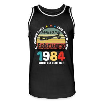 40 Years Old Made In 1984 Vintage February 1984 - Maillot de basket Homme - noir/blanc - Devant - AI Model Male 185 dark (185cm)