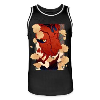 Floral Oni - Maillot de basket Homme - noir/blanc - Devant - AI Model Male 185 dark (185cm)