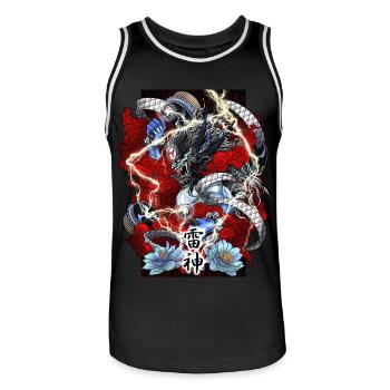 Blue Raijin God of Thunder - Men's Basketball Jersey - black/white - Front - AI Model Male 185 dark (185cm)