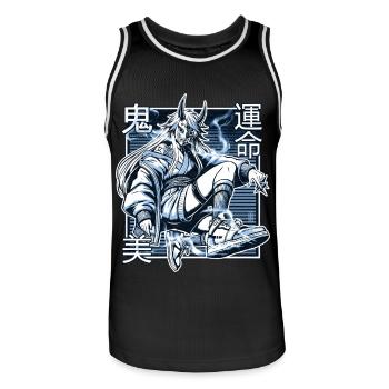 Blue Kunoichi Demon - Men's Basketball Jersey - black/white - Front - AI Model Male 185 dark (185cm)
