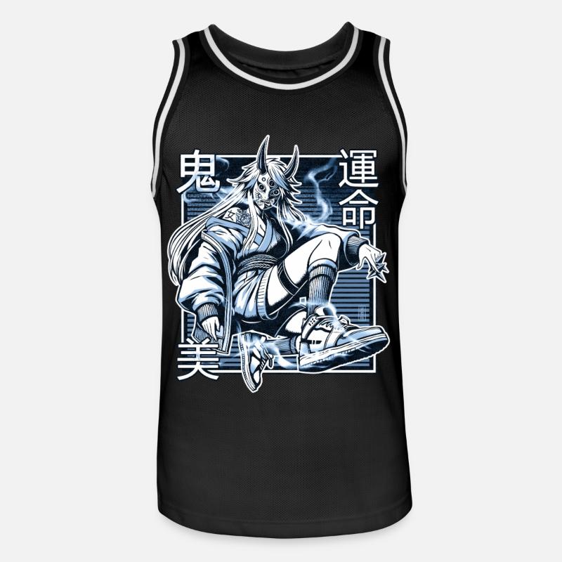 Blauer Kunoichi-Dämon - Männer Basketball-Trikot - Schwarz/Weiß