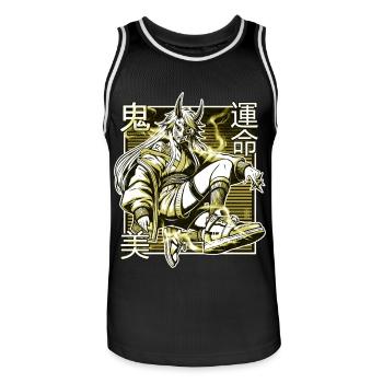 Yellow Kunoichi Demon - Men's Basketball Jersey - black/white - Front - AI Model Male 185 dark (185cm)