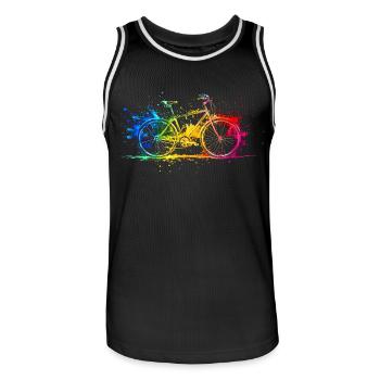 Colorful Bicycle Wheel Cyclist Bicycle Gift - Men's Basketball Jersey - black/white - Front - AI Model Male 185 dark (185cm)
