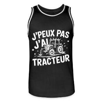 tee shirt I can't, I have tractor - Men's Basketball Jersey - black/white - Front - AI Model Male 185 dark (185cm)