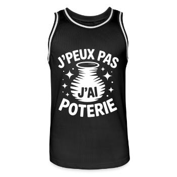 J’peux pas, j’ai poterie – Artiste de la terre - Maillot de basket Homme - noir/blanc - Devant - AI Model Male 185 dark (185cm)