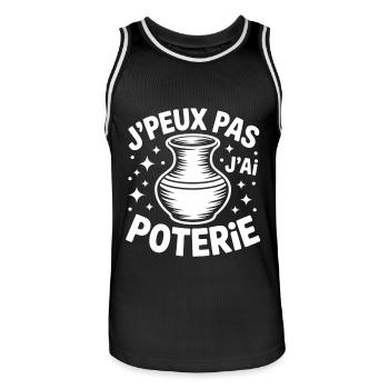 J'peux pas j'ai Poterie - Maillot de basket Homme - noir/blanc - Devant - AI Model Male 185 dark (185cm)