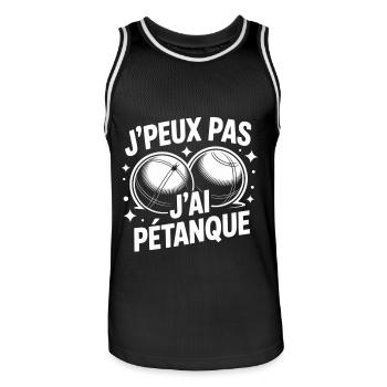 Ich kann nicht, ich habe Pétanque – T-Shirt-Humorbälle - Männer Basketball-Trikot - Schwarz/Weiß - Vorne - AI Model Male 185 dark (185cm)