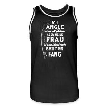 Meine Frau ist mein bester Fang - Männer Basketball-Trikot - Schwarz/Weiß - Vorne - AI Model Male 185 dark (185cm)