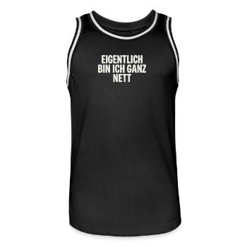 Eigentlich bin ich ganz nett - Männer Basketball-Trikot - Schwarz/Weiß - Vorne - AI Model Male 185 dark (185cm)