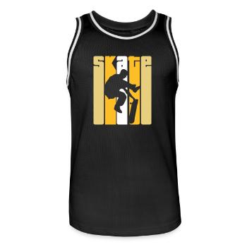 Skate Retro - Skater - Skateboard - Skateboarder - Maillot de basket Homme - noir/blanc - Devant - AI Model Male 185 dark (185cm)