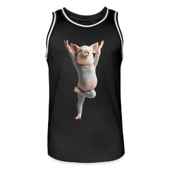 Schwein - Männer Basketball-Trikot - Schwarz/Weiß - Vorne - AI Model Male 185 dark (185cm)