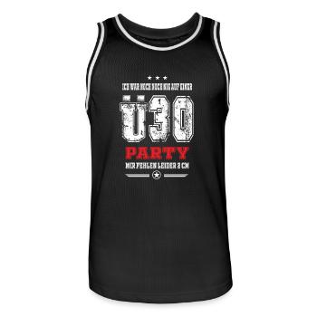 ich war noch nie auf einer Ü30 Party, lustig - Männer Basketball-Trikot - Schwarz/Weiß - Vorne - AI Model Male 185 dark (185cm)