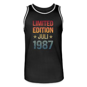 Limited Edition Geburtstag Party Jahrgang 1987 - Männer Basketball-Trikot - Schwarz/Weiß - Vorne - AI Model Male 185 dark (185cm)