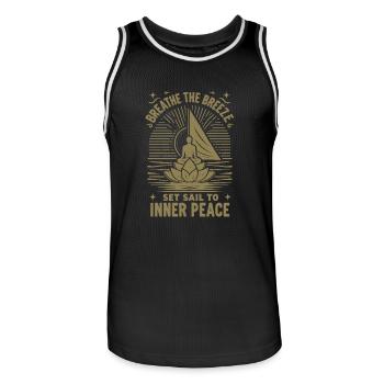 Sailing Yoga The Breeze Inner Peace - Men's Basketball Jersey - black/white - Front - AI Model Male 185 dark (185cm)
