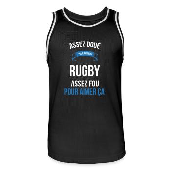 Rugby assez doué fou homme - Maillot de basket Homme - noir/blanc - Devant - AI Model Male 185 dark (185cm)