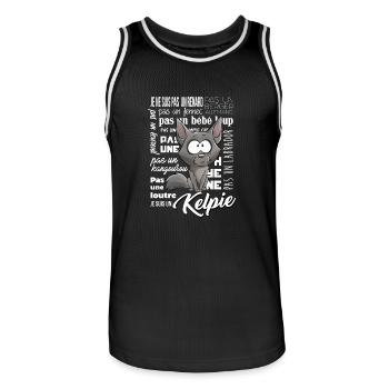je Suis Kelpie Fawn - blanc FR - Maillot de basket Homme - noir/blanc - Devant - AI Model Male 185 dark (185cm)