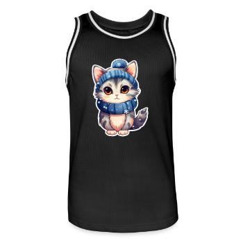 Snow kittens - Men's Basketball Jersey - black/white - Front - AI Model Male 185 dark (185cm)