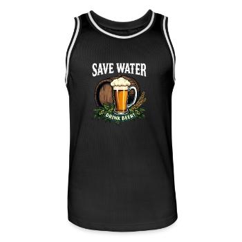 SAVE WATER DRINK BEER - Männer Basketball-Trikot - Schwarz/Weiß - Vorne - AI Model Male 185 dark (185cm)