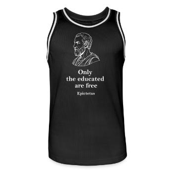 Epictetus quote on education freedom - Men's Basketball Jersey - black/white - Front - AI Model Male 185 dark (185cm)