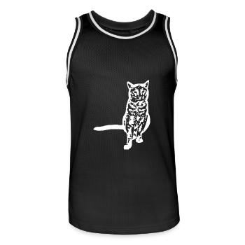 Cat White Silhouette Gift Cat Lover - Men's Basketball Jersey - black/white - Front - AI Model Male 185 dark (185cm)
