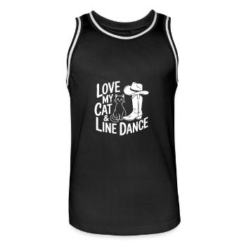 Ich liebe meine Katzen und Line Dance - Männer Basketball-Trikot - Schwarz/Weiß - Vorne - AI Model Male 185 dark (185cm)