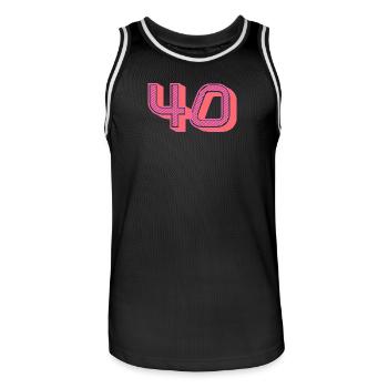40. 40 JAHRE. 40. JAHRESTAG. 40-JÄHRIGES JUBILÄUM. - Männer Basketball-Trikot - Schwarz/Weiß - Vorne - AI Model Male 185 dark (185cm)