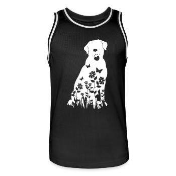 Labrador Flower Pattern Silhouette Dog Lover Gift - Men's Basketball Jersey - black/white - Front - AI Model Male 185 dark (185cm)
