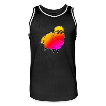 Wolly Sheepling Rainbow Retro wave Gaming - Männer Basketball-Trikot - Schwarz/Weiß - Vorne - AI Model Male 185 dark (185cm)