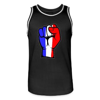 Frankreich Flagge Faust Hand Symbol - Männer Basketball-Trikot - Schwarz/Weiß - Vorne - AI Model Male 185 dark (185cm)