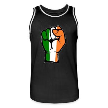Irland Flagge Faust Hand Symbol - Männer Basketball-Trikot - Schwarz/Weiß - Vorne - AI Model Male 185 dark (185cm)