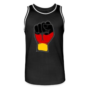Deutschland Flagge Faust Hand Symbol - Männer Basketball-Trikot - Schwarz/Weiß - Vorne - AI Model Male 185 dark (185cm)