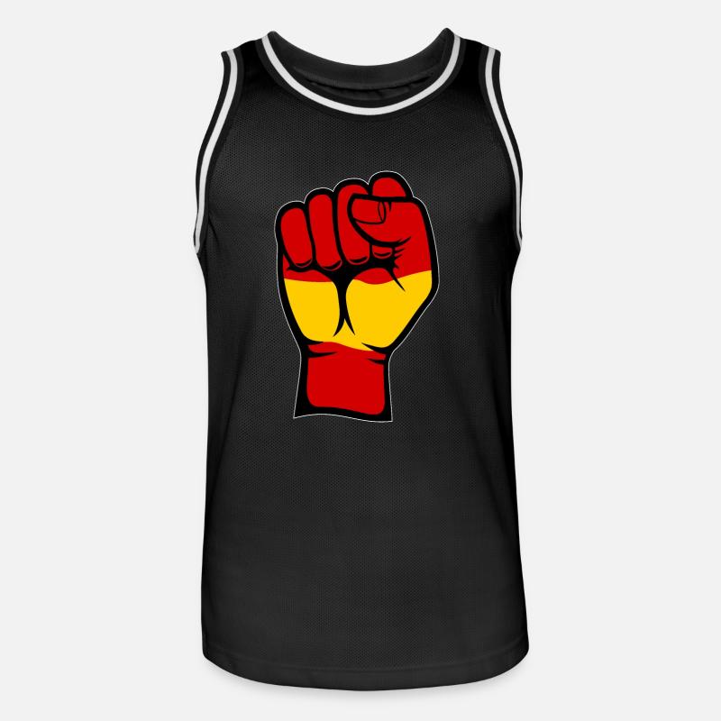 Spanien Flagge Faust Hand Symbol - Männer Basketball-Trikot - Schwarz/Weiß