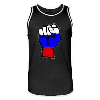 Russland Flagge Faust Hand Symbol - Männer Basketball-Trikot - Schwarz/Weiß - Vorne - AI Model Male 185 dark (185cm)
