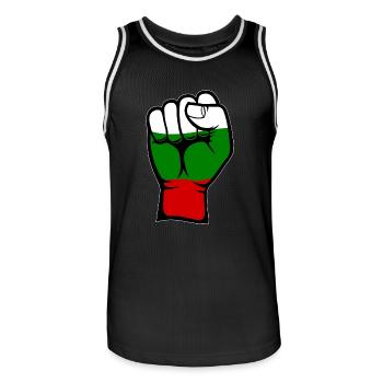 Bulgarien Flagge Faust Hand Symbol - Männer Basketball-Trikot - Schwarz/Weiß - Vorne - AI Model Male 185 dark (185cm)