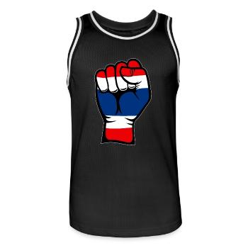Icône de la main du drapeau de la Thaïlande - Maillot de basket Homme - noir/blanc - Devant - AI Model Male 185 dark (185cm)