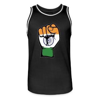 Indien Flagge Faust Hand Symbol - Männer Basketball-Trikot - Schwarz/Weiß - Vorne - AI Model Male 185 dark (185cm)