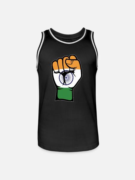 India Flag Fist Hand Symbol - Men's Basketball Jersey - black/white