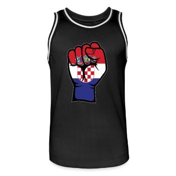 Drapeau de la Croatie Symbole de la main du poing - Maillot de basket Homme - noir/blanc - Devant - AI Model Male 185 dark (185cm)