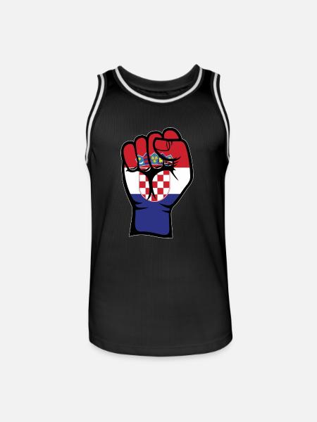 Croatia Flag Fist Hand Symbol - Men's Basketball Jersey - black/white