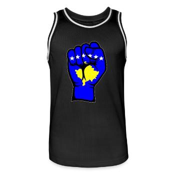 Kosovo Flagge Faust Hand Symbol - Männer Basketball-Trikot - Schwarz/Weiß - Vorne - AI Model Male 185 dark (185cm)