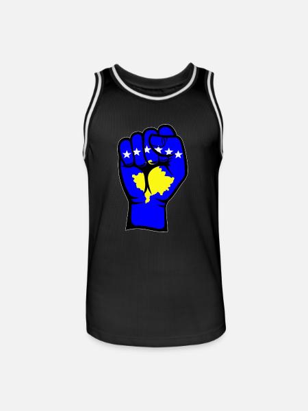 Symbole de la main du poing du drapeau du Kosovo - Maillot de basket Homme - noir/blanc