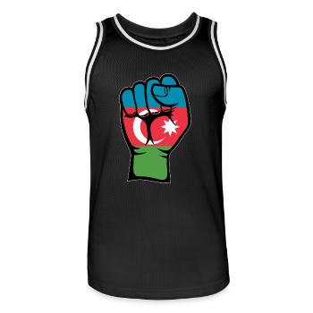 Aserbaidschan Flagge Faust Hand Symbol - Männer Basketball-Trikot - Schwarz/Weiß - Vorne - AI Model Male 185 dark (185cm)