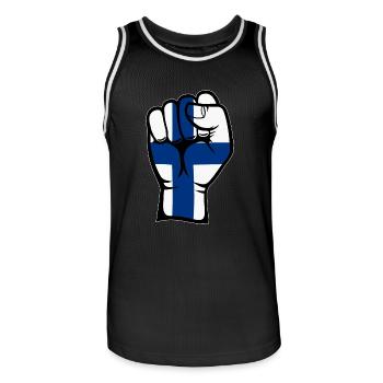 Finnland Flagge Faust Hand Symbol - Männer Basketball-Trikot - Schwarz/Weiß - Vorne - AI Model Male 185 dark (185cm)